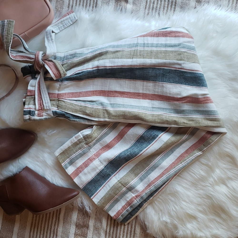 Madewell | Tie-Waist Huston Pull-On Crop Pants | Stripe | XS | NWOT